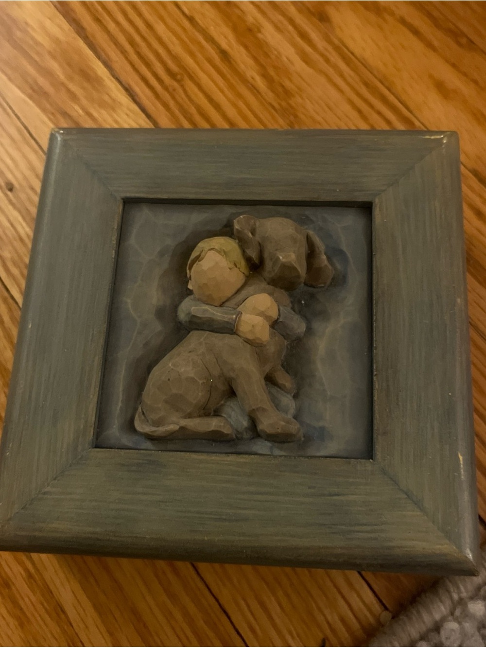 Willow Tree Trinket Box "Hug" Boy With Dog A Boundless Love